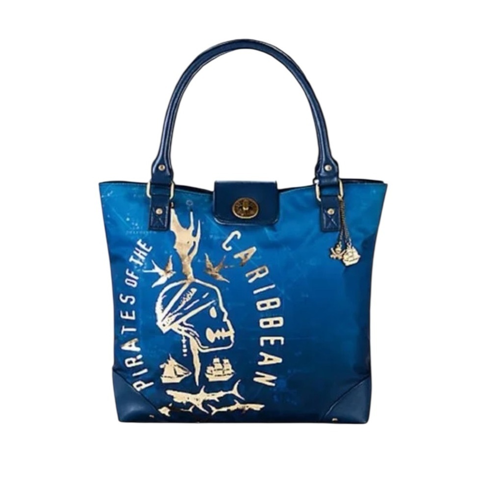 Authentic Disney Parks Pirates Caribbean Dead Men Tell No Tales Blue Tote Bag
